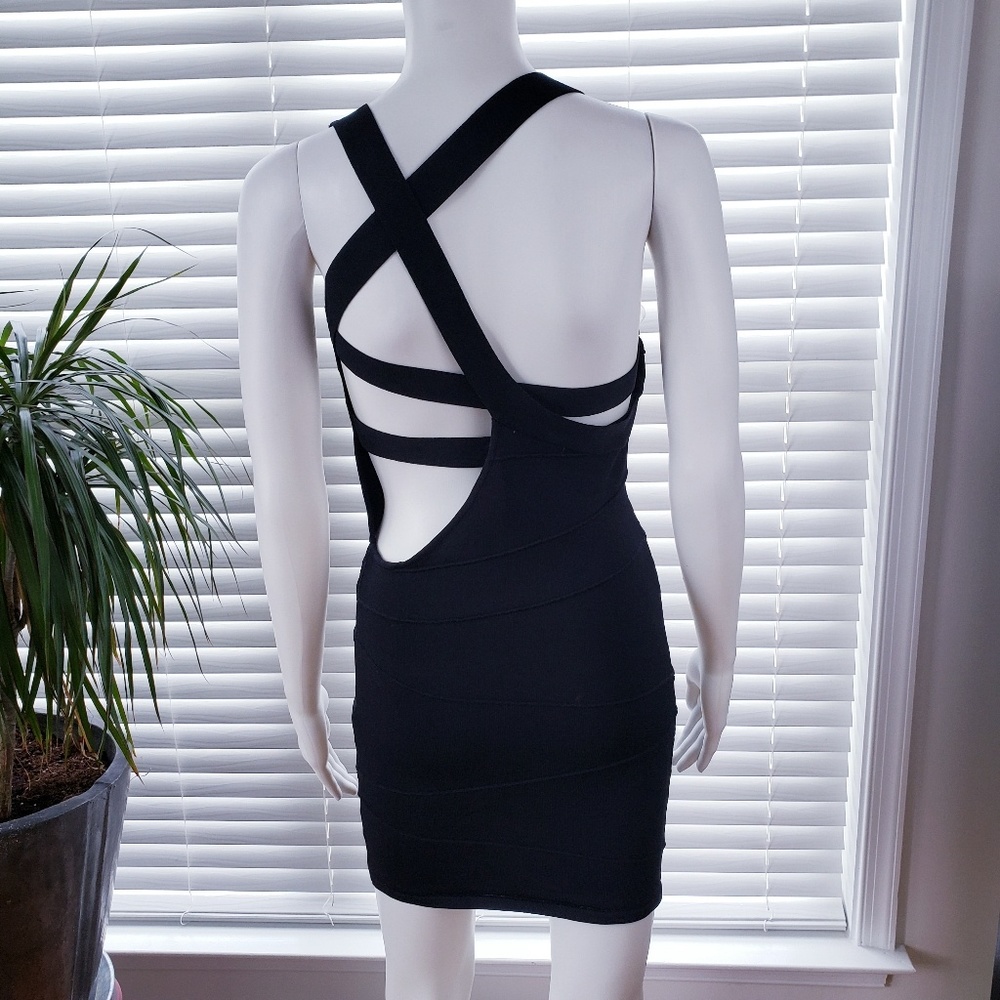 Black Crochet Lace Bandage Strappy Dress S